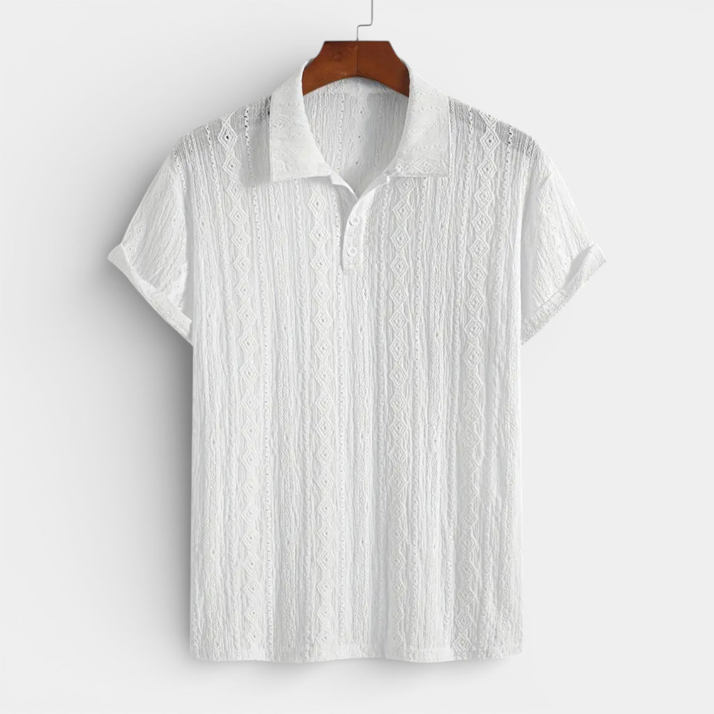 Geometric Pattern Short Sleeve Polo Shirt for Men