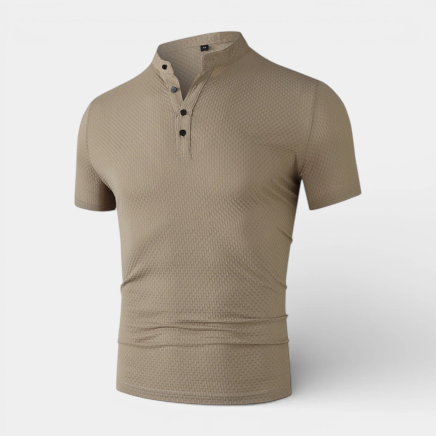 Stand Collar Henley Shirt Short Sleeve for Men