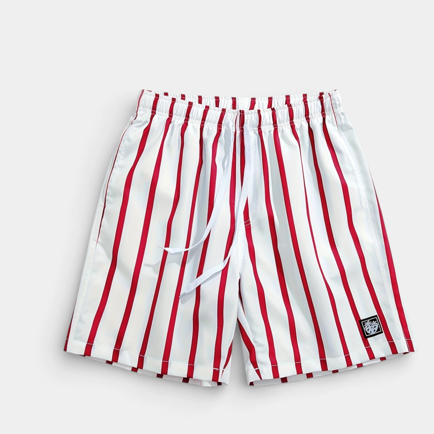 Vertical Stripe Drawstring Swim Shorts Relaxed Fit for Men