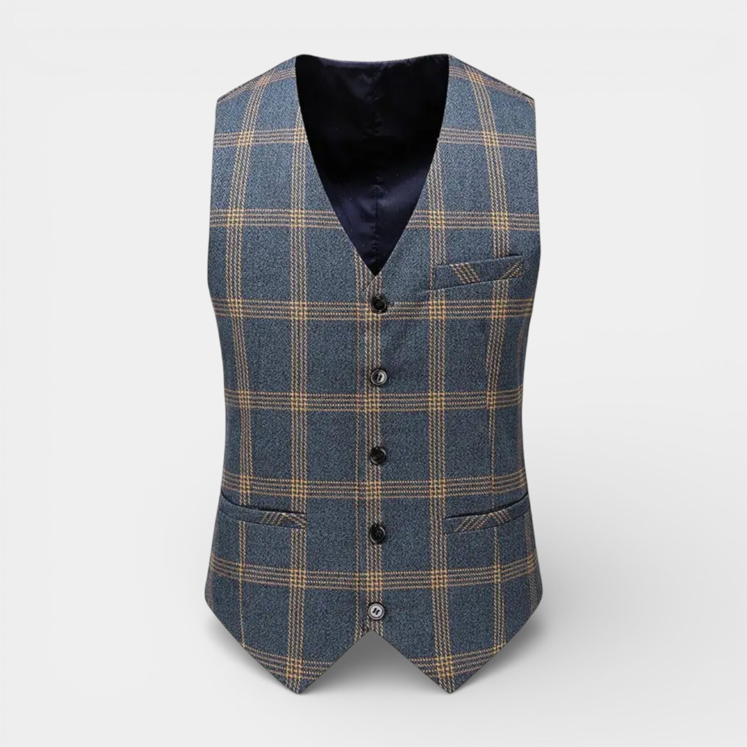 Three Piece Checked Suit Regular Fit Blazer Vest for Men