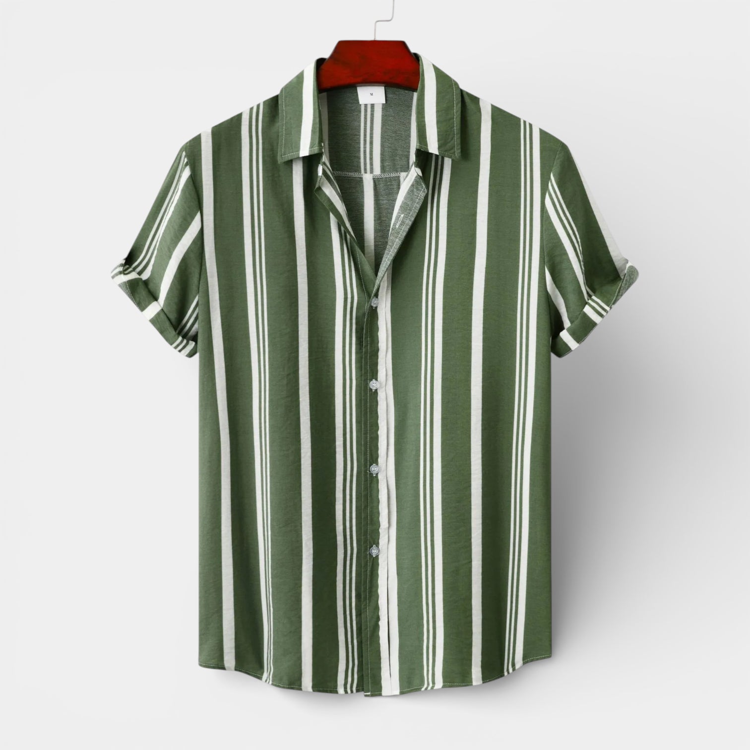 Button-Up Striped Tee Shirt Regular Fit for Men