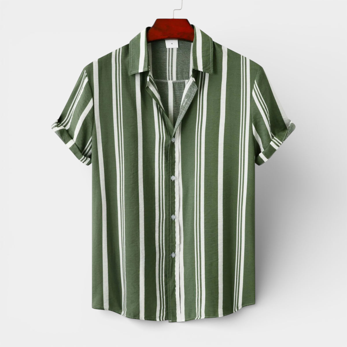 Button-Up Striped Tee Shirt Regular Fit for Men