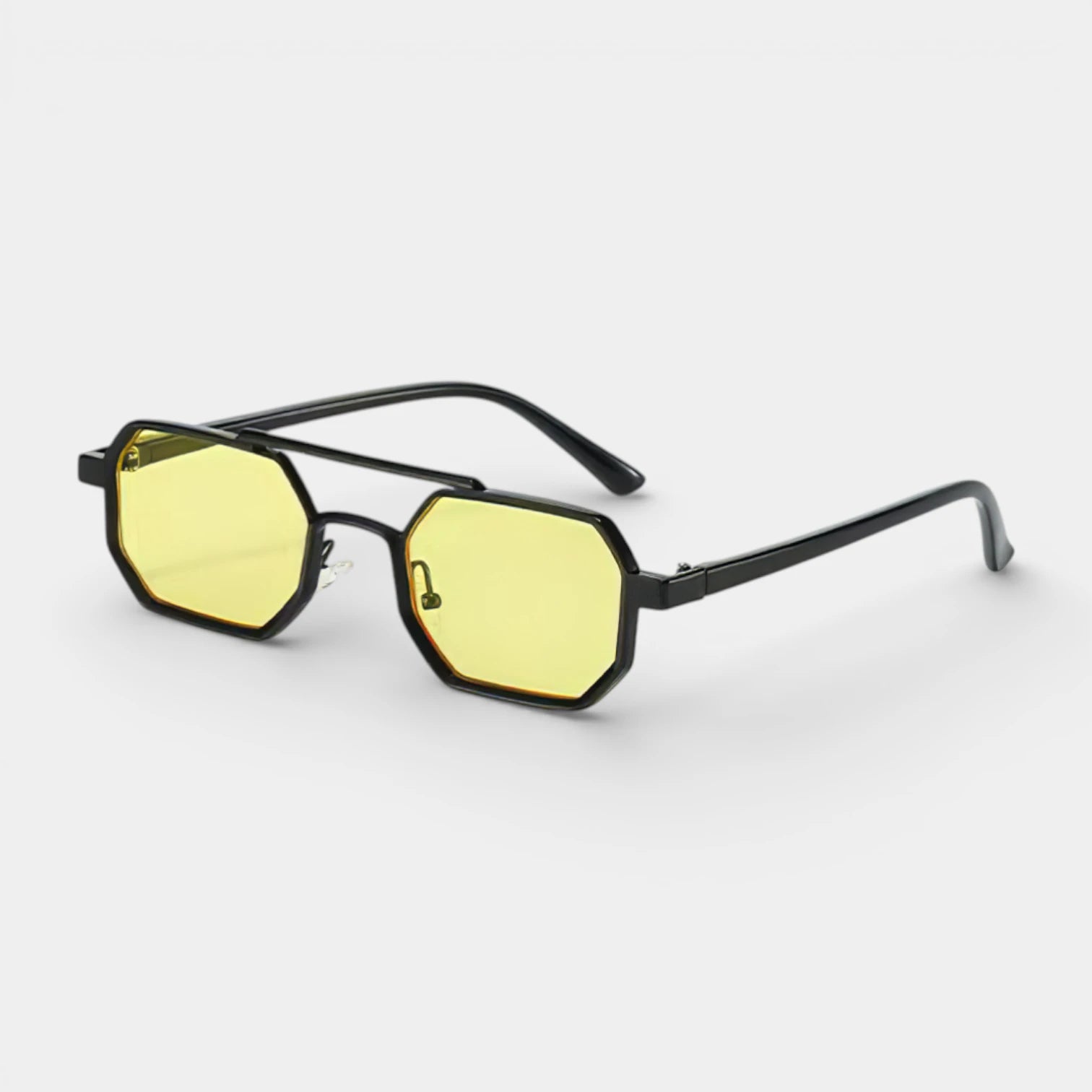 Geometric Metal Frame Sunglasses Double Bridge for Men