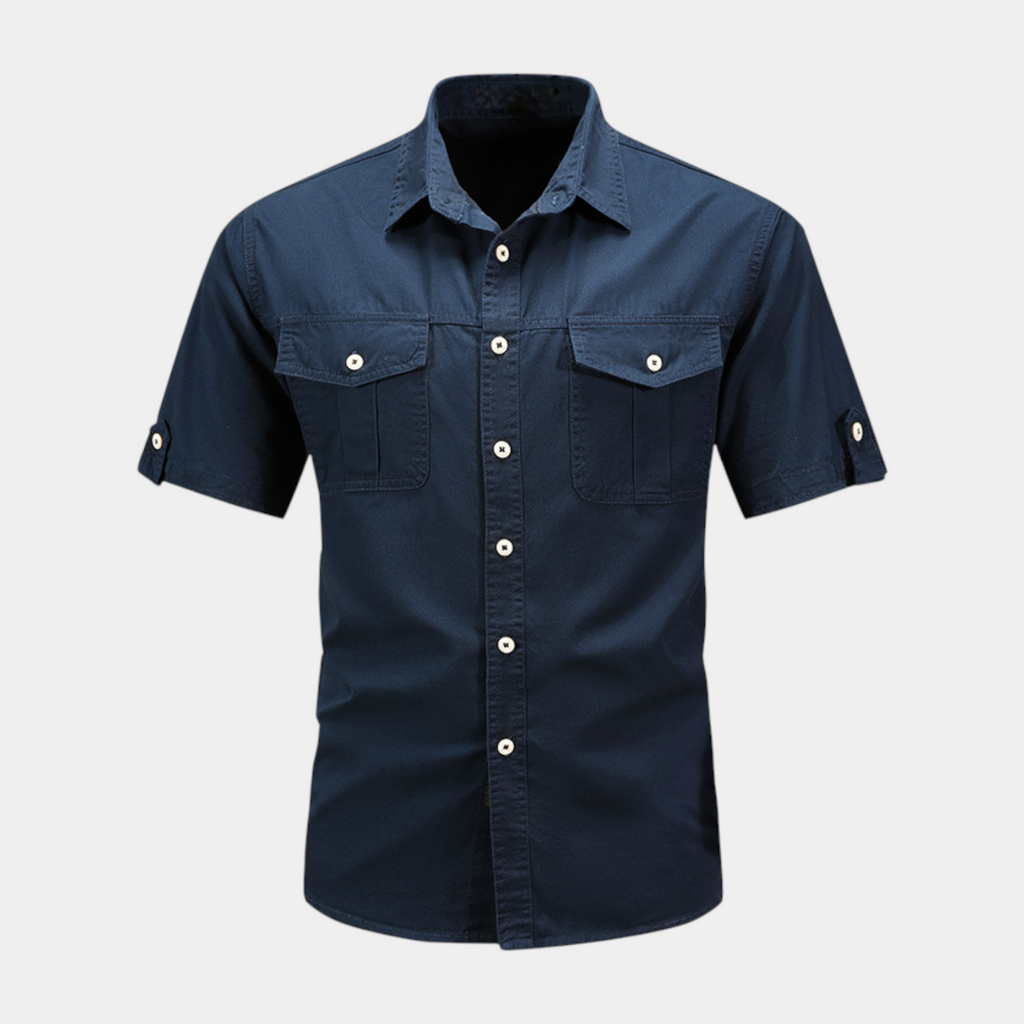 Short Sleeve Button-Up Utility Shirt Regular Fit for Men