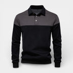 Color Block Long Sleeve Pullover Polo Shirt for Men