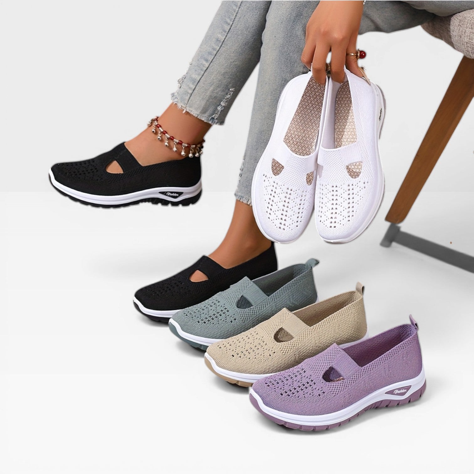 Women's Breathable Slip-On Walking Trainers