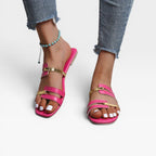 Women's Flat Slide Sandals with Square Toe
