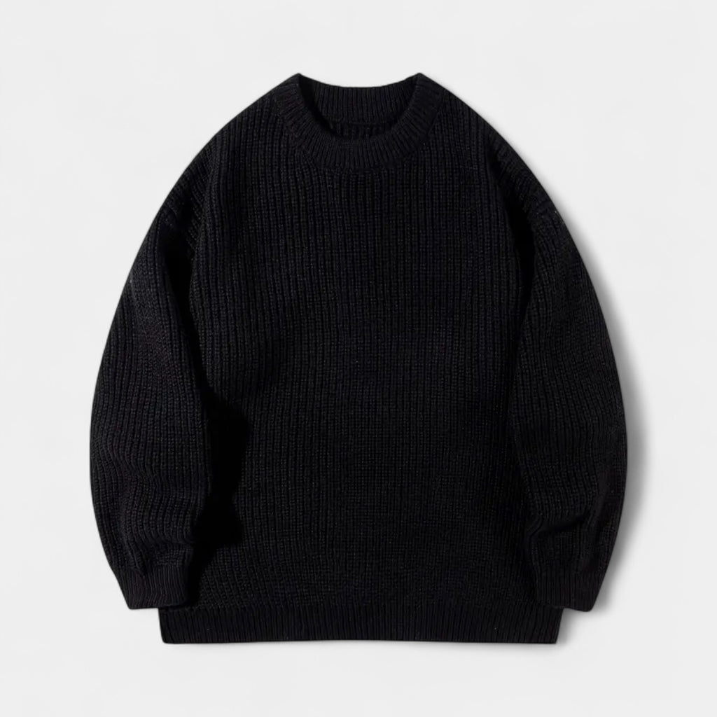 Crew Neck Ribbed Knit Sweater Regular Fit for Men