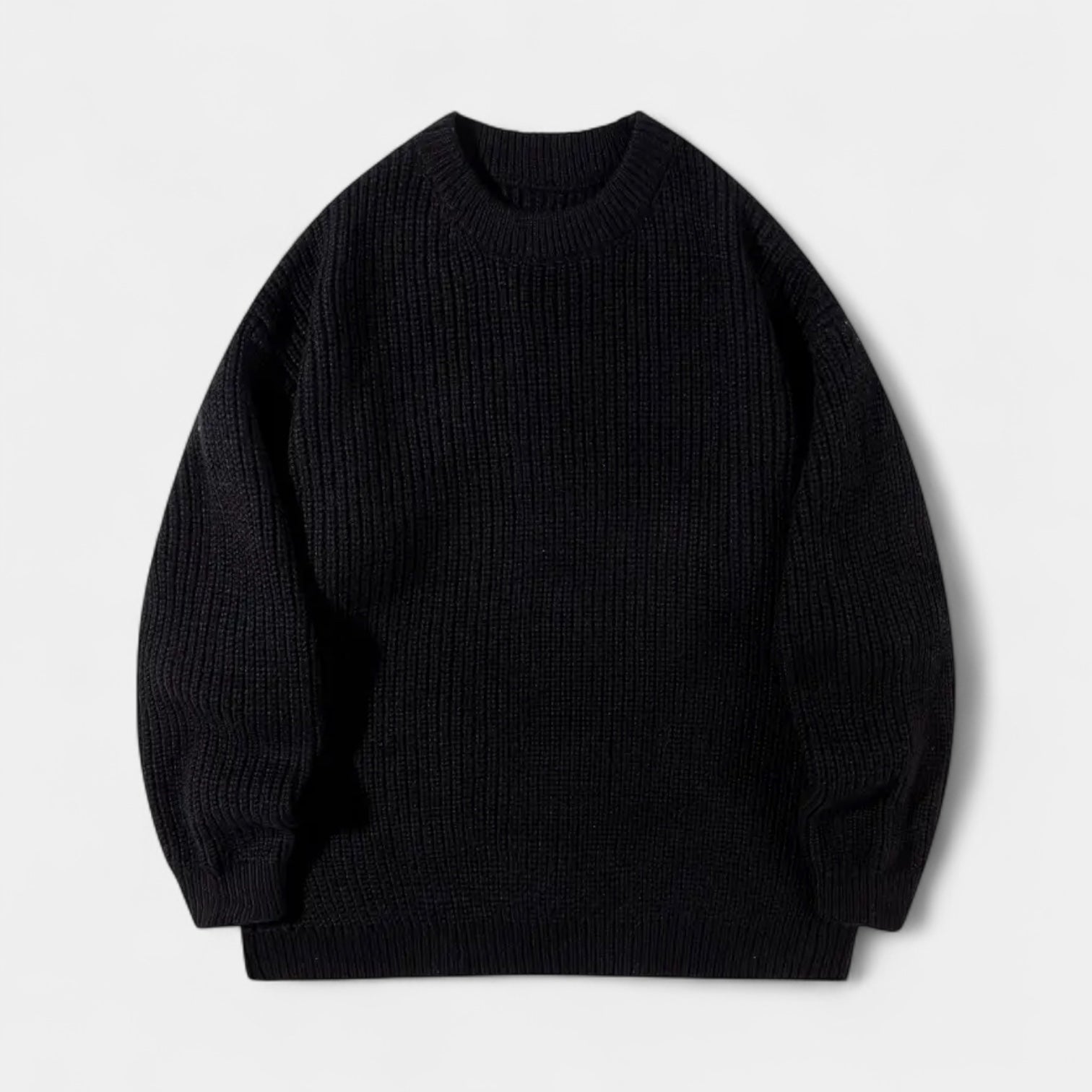 Crew Neck Ribbed Knit Sweater Regular Fit for Men
