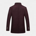 Wool-Blend Trench Coat Stand Collar Tailored Fit for Men