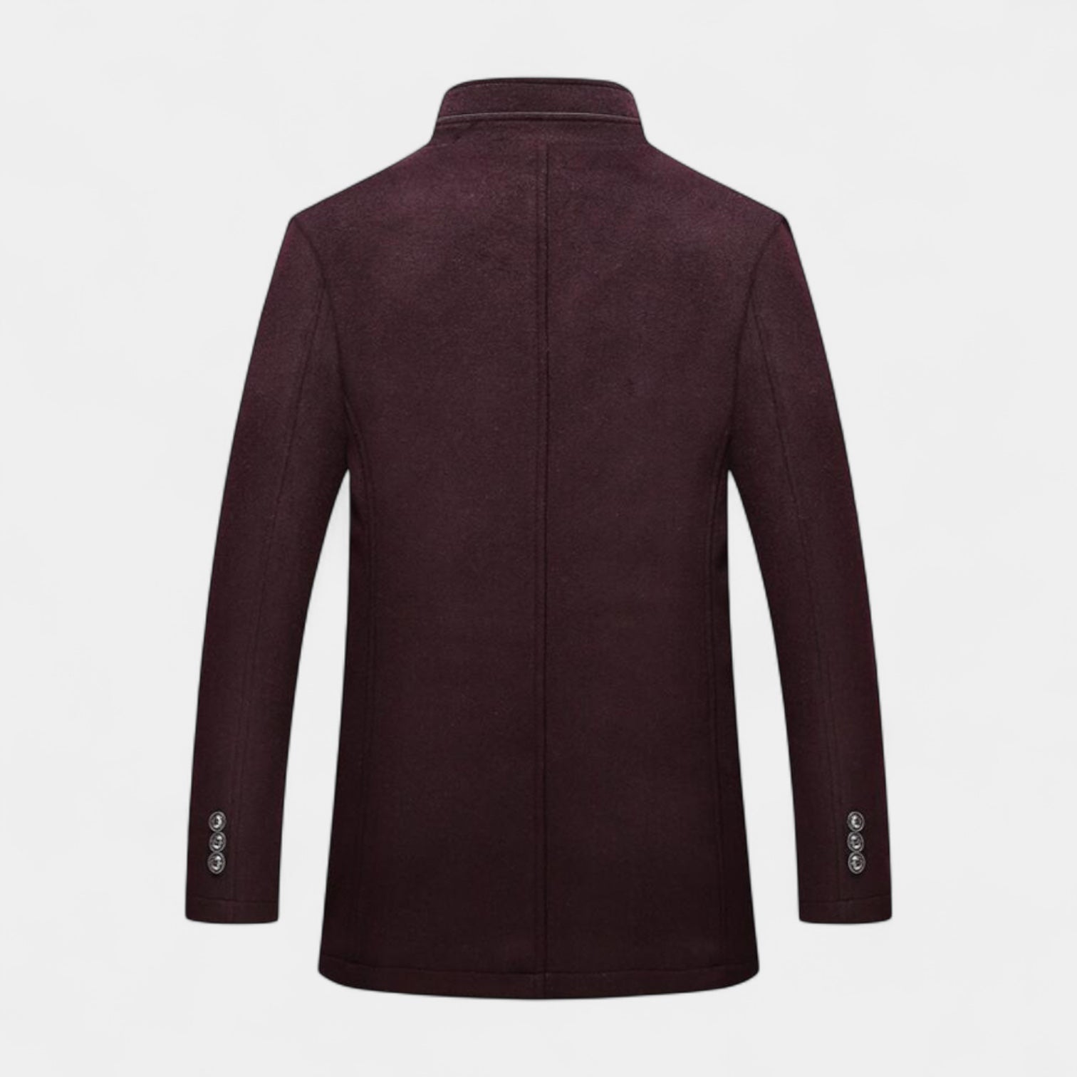 Wool-Blend Trench Coat Stand Collar Tailored Fit for Men
