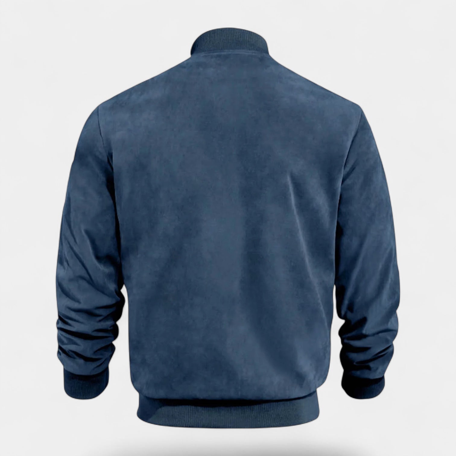 Soft Faux Suede Bomber Jacket Ribbed Cuffs for Men