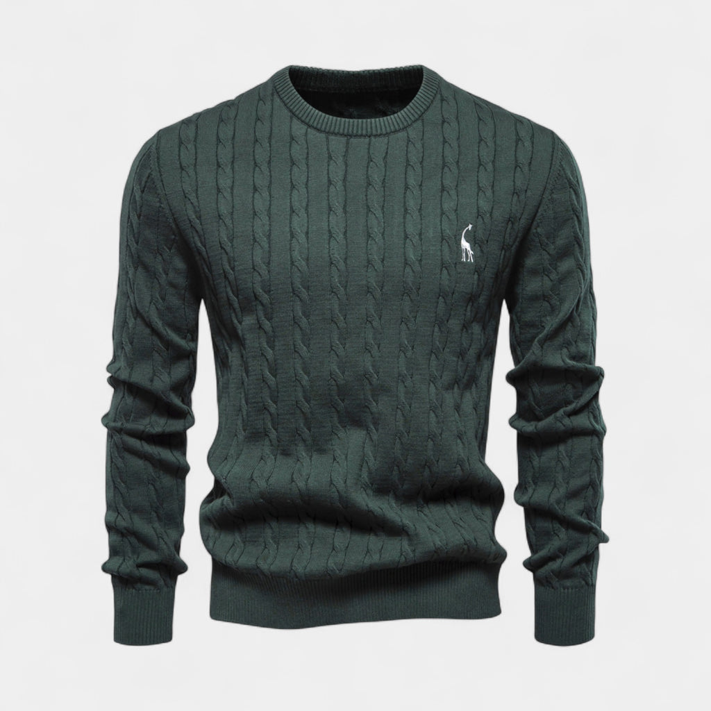 Cable Knit Crew Neck Sweater Regular Fit for Men