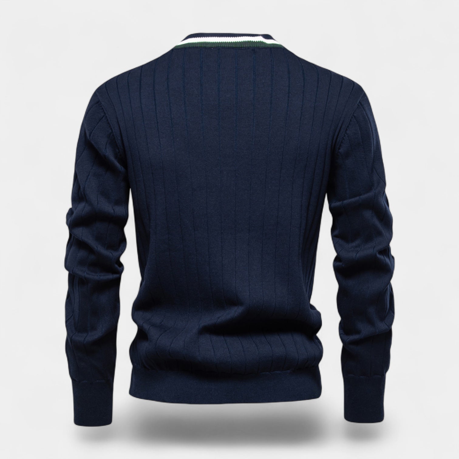 Ribbed Knit Cotton V-Neck Cardigan Regular Fit for Men