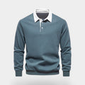 Dress Collar Polo Sweatshirt Cotton Pullover for Men