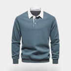 Dress Collar Polo Sweatshirt Cotton Pullover for Men