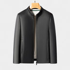 Genuine Leather Stand Collar Jacket Regular Fit for Men