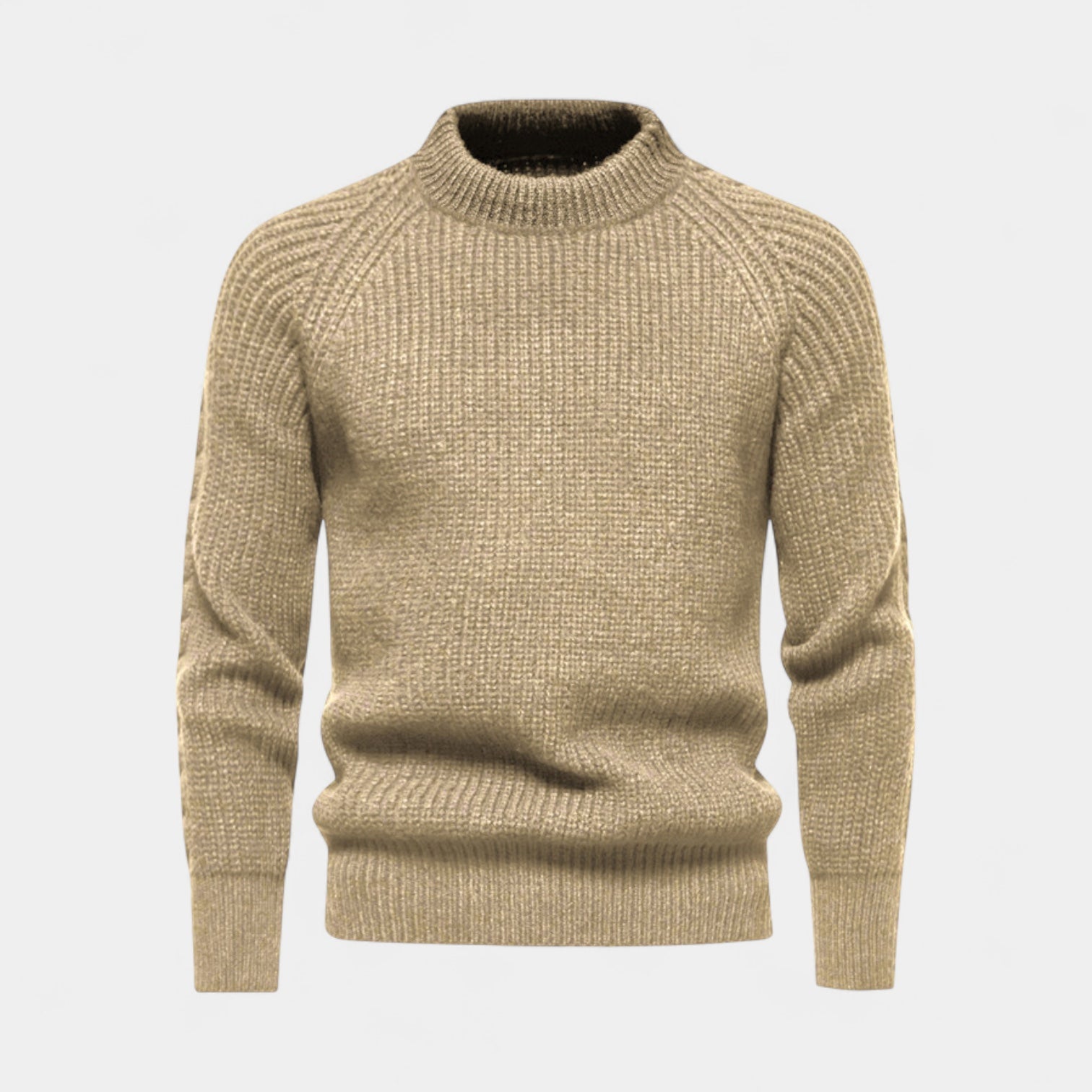 Chunky Knit Wool Blend Crewneck Sweater for Men
