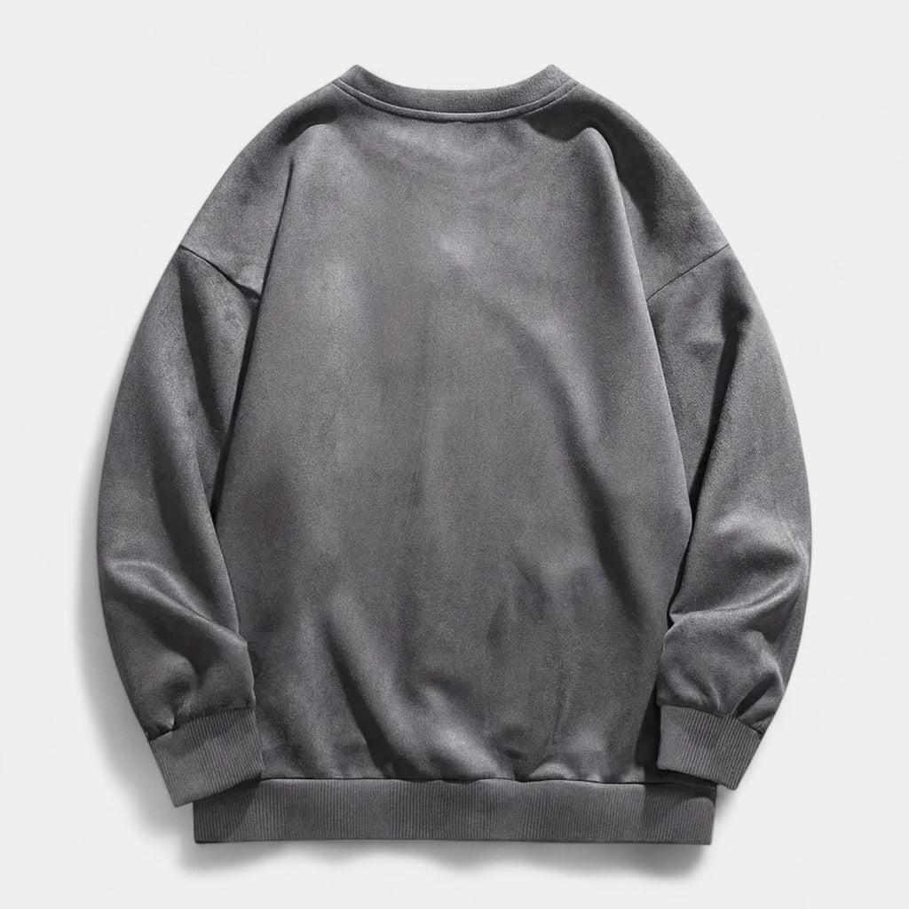 Washed Crewneck Sweater Relaxed Fit Ribbed for Men