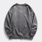 Washed Crewneck Sweater Relaxed Fit Ribbed for Men