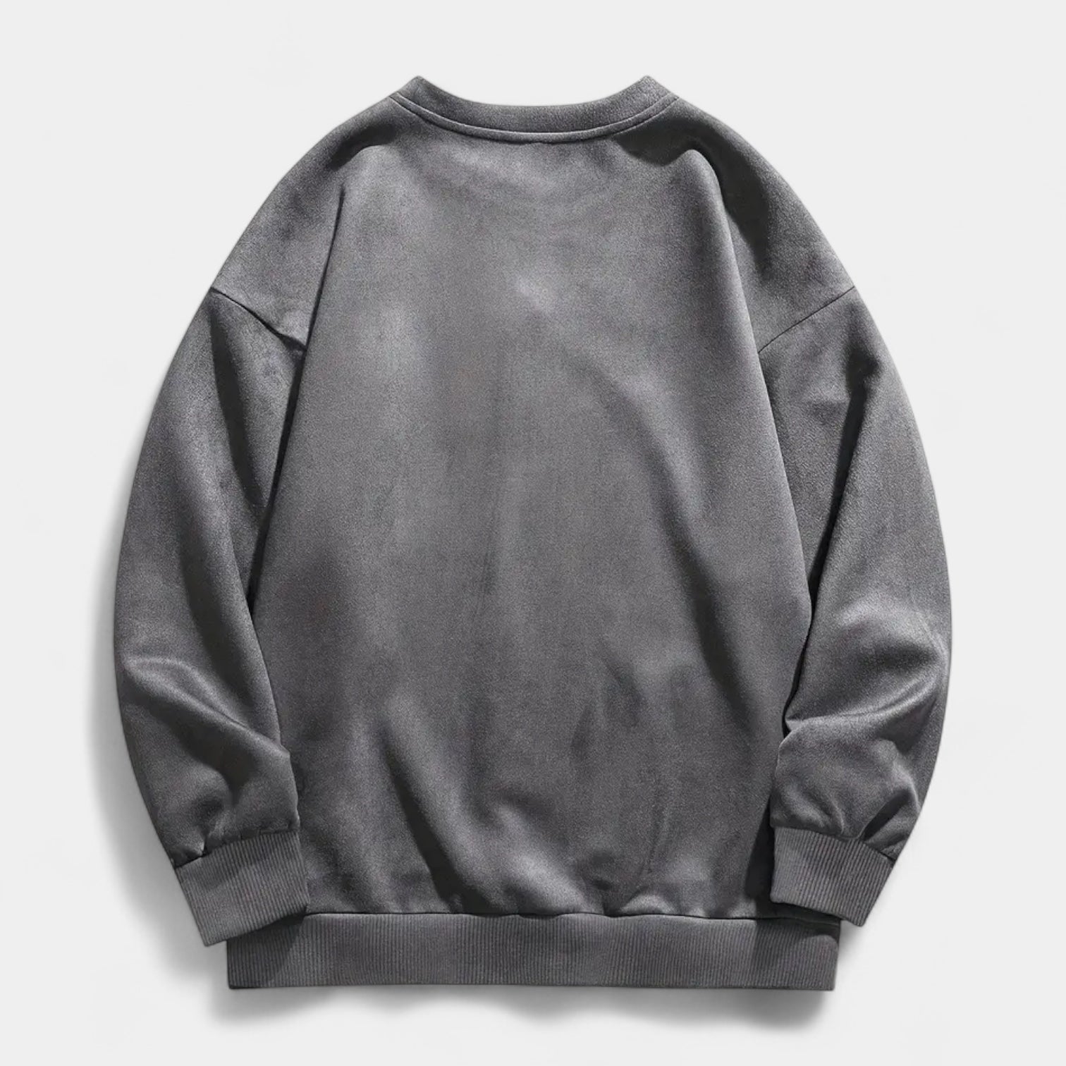 Washed Crewneck Sweater Relaxed Fit Ribbed for Men