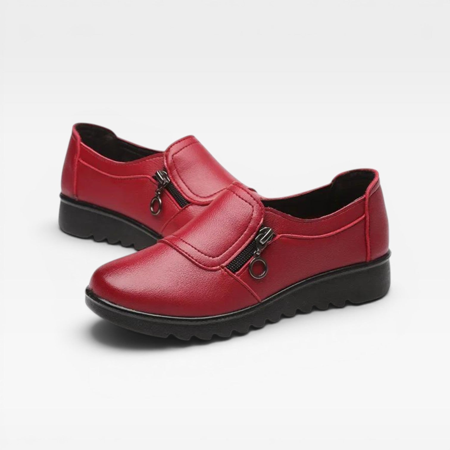 Women's Leather Loafers with Zip Detail