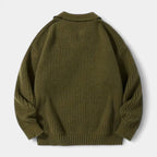 Textured Knit Polo Sweater Relaxed Fit for Men