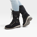 Women's Knit-Cuff Snow Boots with Buckle Detail