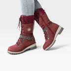 Women's Knit-Cuff Snow Boots with Buckle Detail