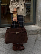 Women's Structured Suede Crossbody Bag