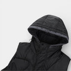 Snap-Front Hooded Quilted Vest Patch Pockets for Men