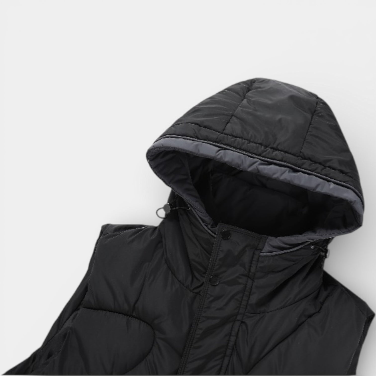 Snap-Front Hooded Quilted Vest Patch Pockets for Men
