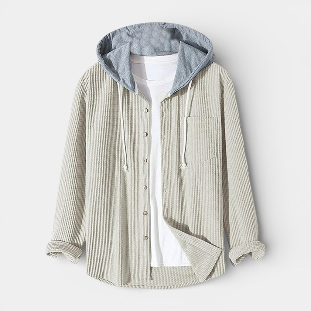Hooded Knit Sweater Button-Front Regular Fit for Men