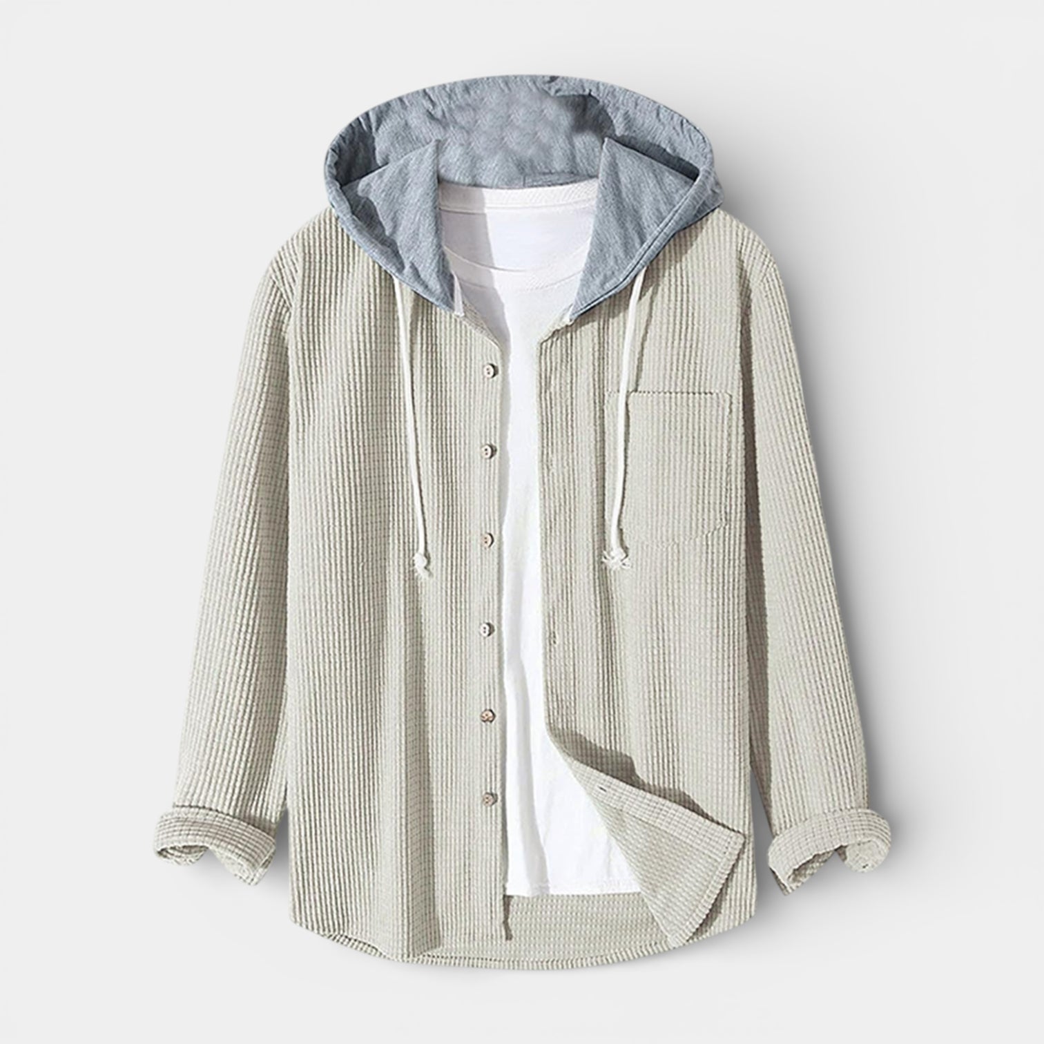 Hooded Knit Sweater Button-Front Regular Fit for Men