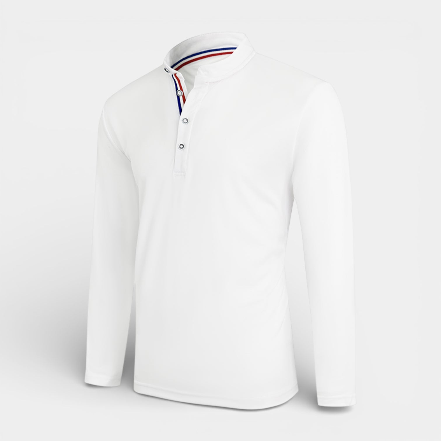 Long Sleeve Henley Shirt Band Collar Regular Fit for Men