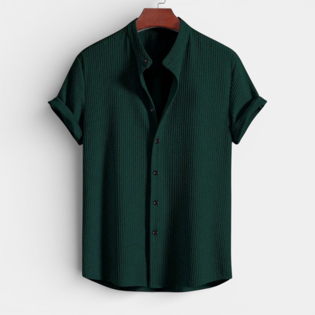 Textured Short Sleeve Button-Up Shirt Regular Fit for Men