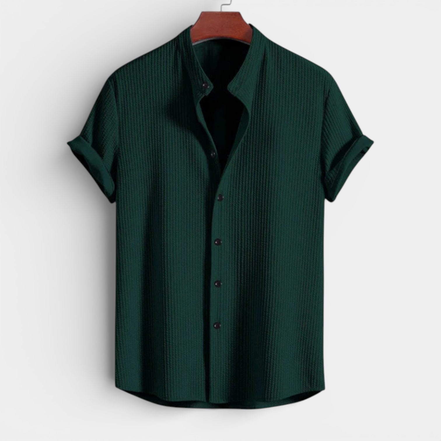 Textured Short Sleeve Button-Up Shirt Regular Fit for Men