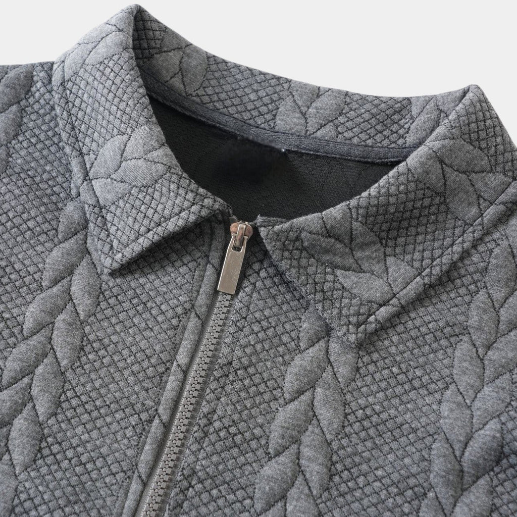 Quarter-Zip Textured Cable Knit Pullover for Men