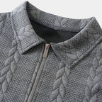 Quarter-Zip Textured Cable Knit Pullover for Men