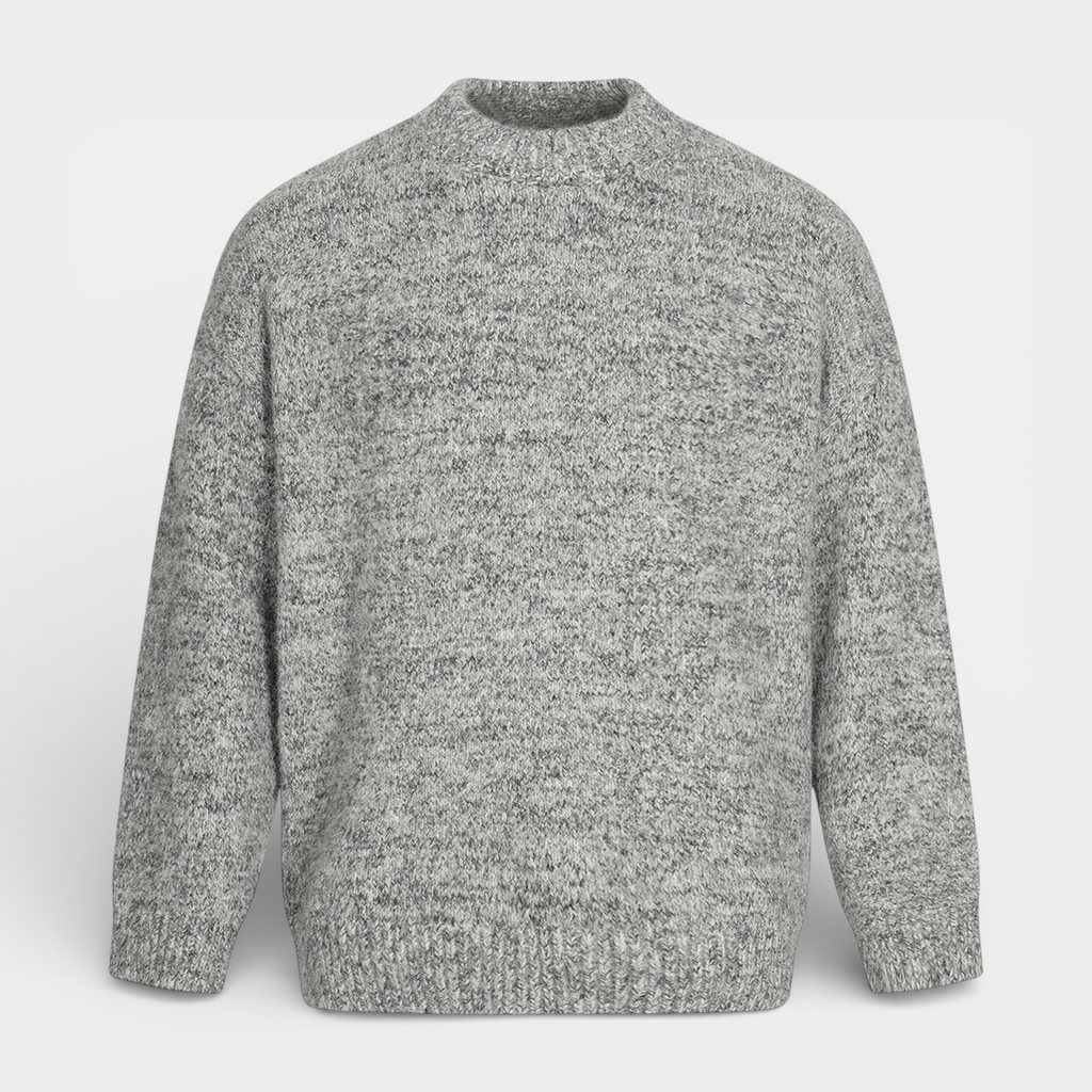 Relaxed Fit Fisherman Crewneck Knit Sweater for Men