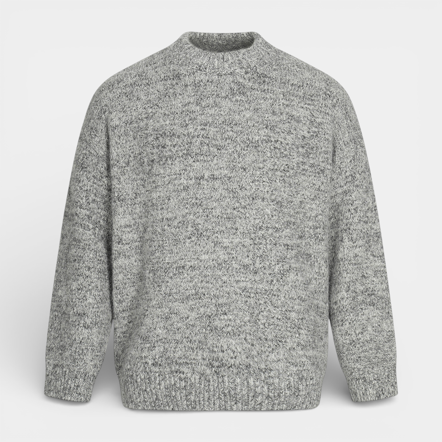 Relaxed Fit Fisherman Crewneck Knit Sweater for Men