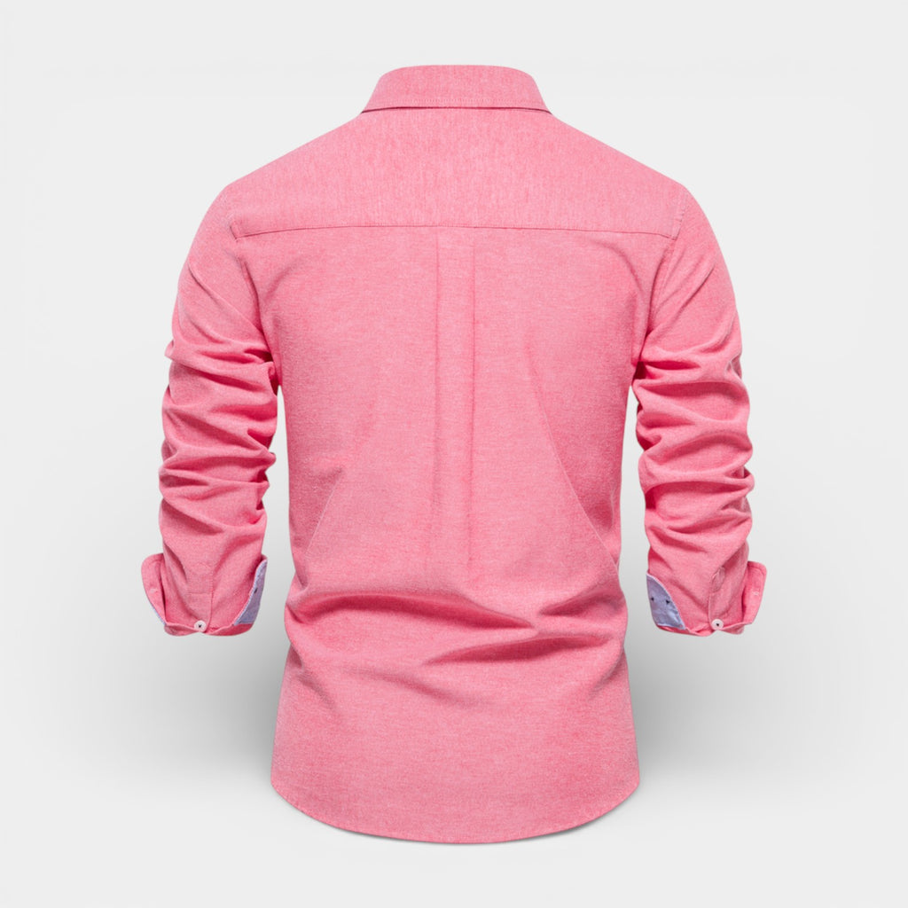 Long Sleeve Button-Up Shirt Contrast Cuff for Men