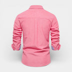 Long Sleeve Button-Up Shirt Contrast Cuff for Men