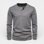 Long Sleeve Henley Shirt Button Placket Regular Fit for Men