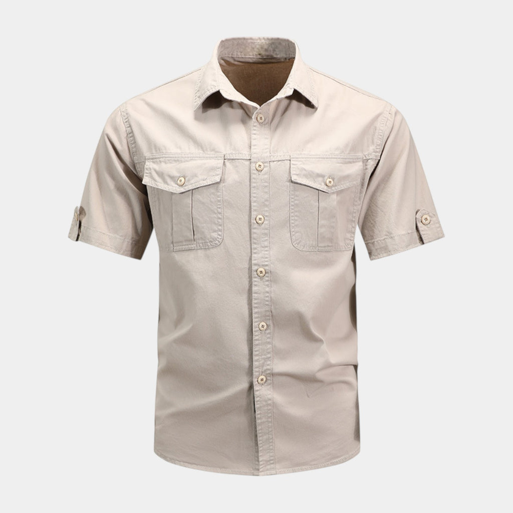 Short Sleeve Button-Up Utility Shirt Regular Fit for Men