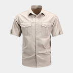 Short Sleeve Button-Up Utility Shirt Regular Fit for Men