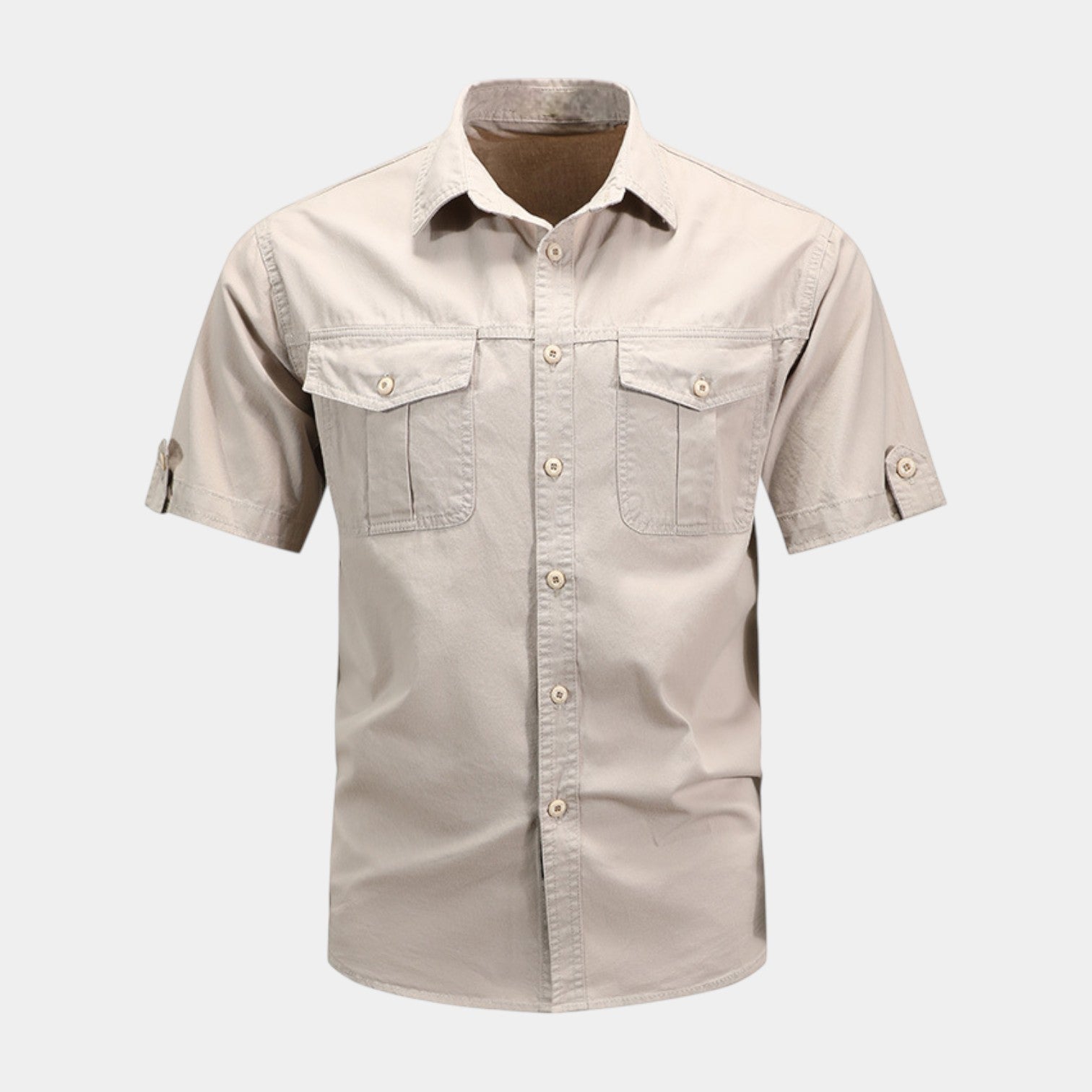Short Sleeve Button-Up Utility Shirt Regular Fit for Men