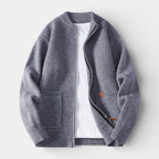 Zip-Up Rib Knit Cardigan Jacket Regular Fit for Men