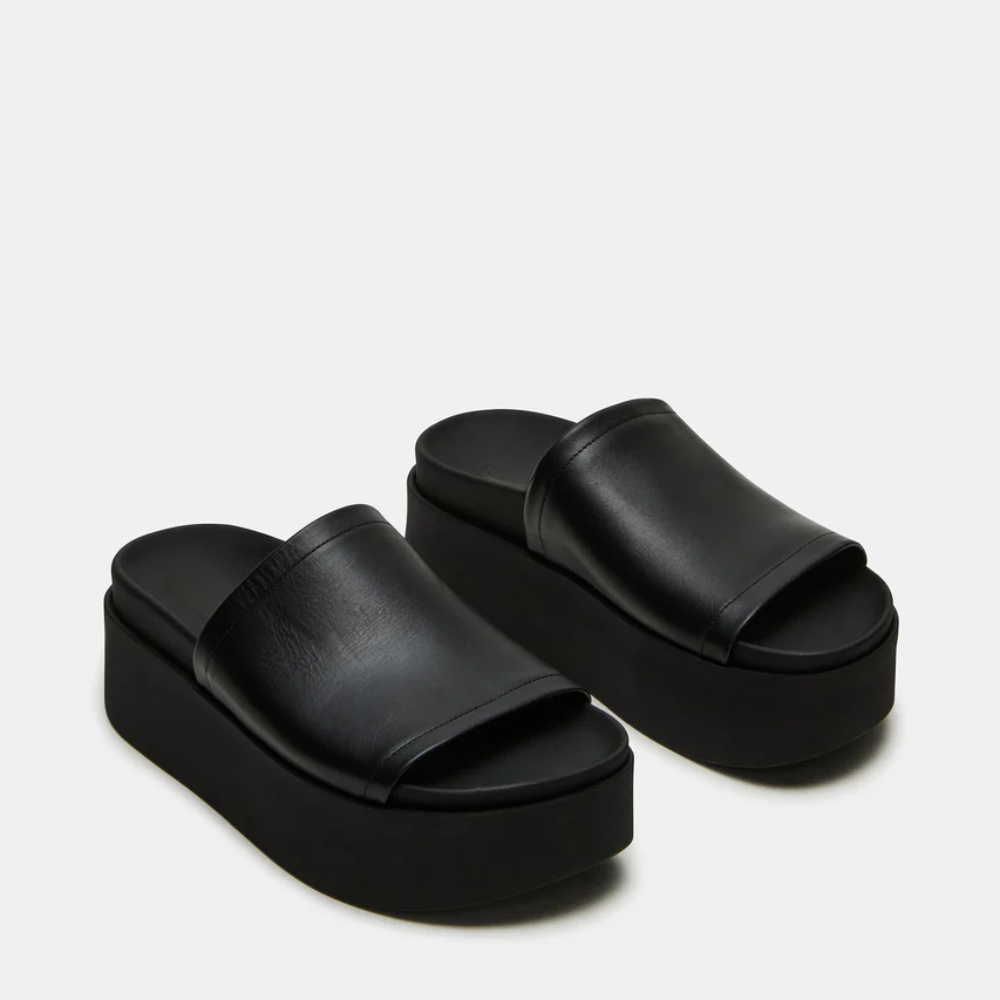 Women's Leather Chunky Flatform Slides
