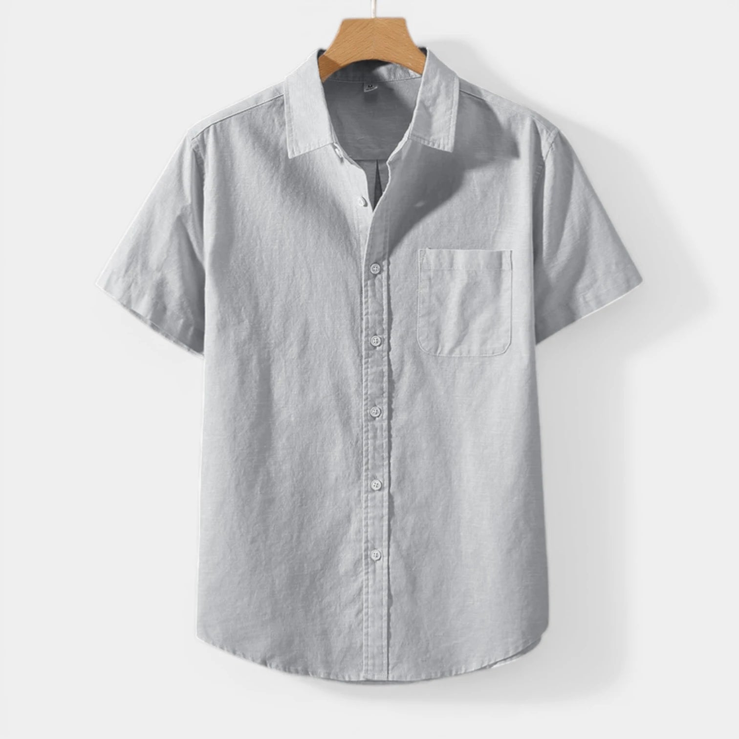 Short Sleeve Button-Up Shirt Chest Pocket for Men